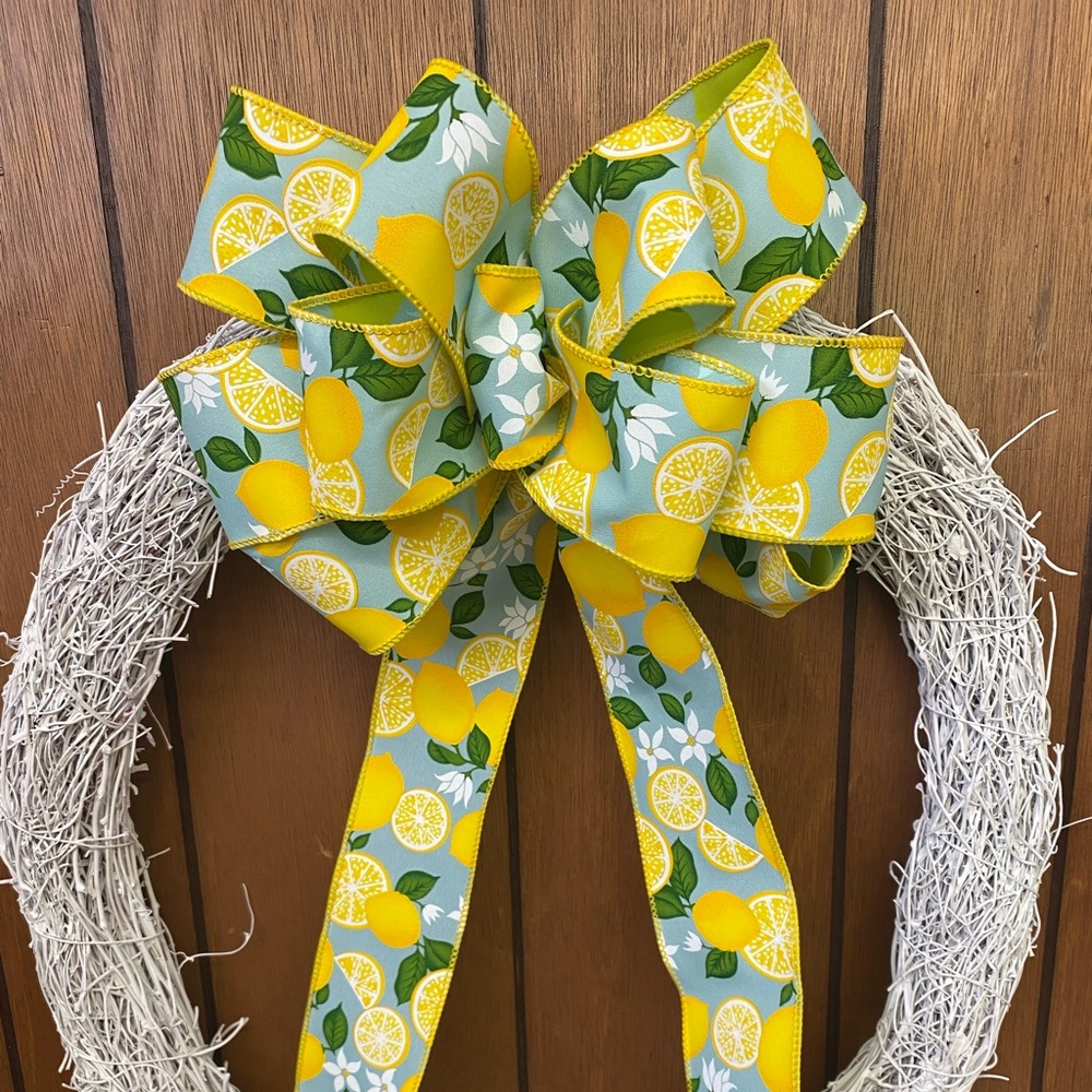 Lemons and teal bow for wreaths and decorations
